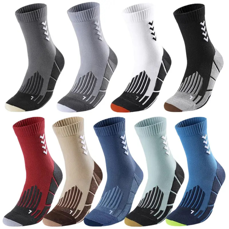 XORAM Men's Mid Calf Basketball Socks, Terry Cushioned Sole Athletic Sports Socks, Breathable Wear Resistant Plus Size Socks For Basketball Training & Daily SportsLR04