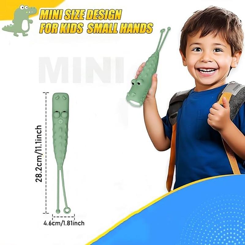 1PC Rechargeable Crocodile LED Flashlight, Cute Animal Shaped Silicone Flashlight, Comfortable Touch Long Press to Adjust Brightness Portable Outdoor Lighting Creative Light,for Camping, Night Walks and Home Use, Handheld Flash Light