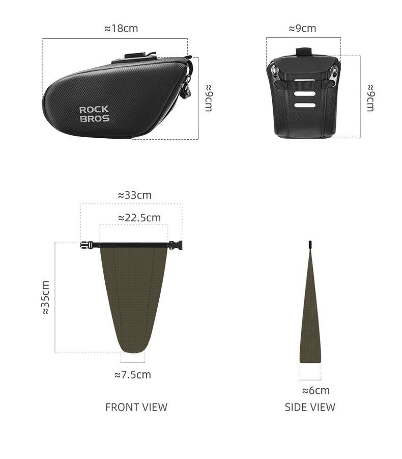 ROCKBROS Bike Saddle Bag Separating Expandable Waterproof Big Capacity Bike Bag For MTB Road Bike Quick Release Bike Accessories 1.3L