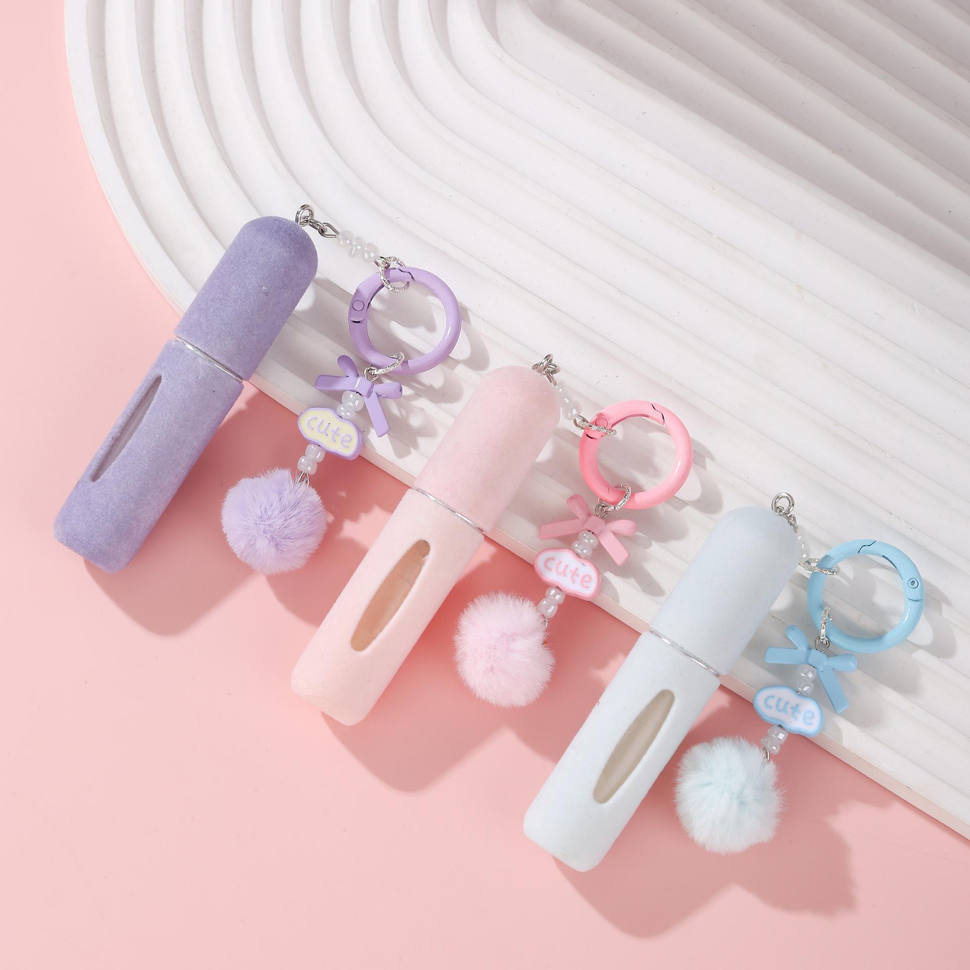 New Plush Hanging J-Piece Girly Keychain For Bags Kawaii, 5ML Perfume Sub-Bottling, Portable Travel Bottom Charger, Refillable Bottles