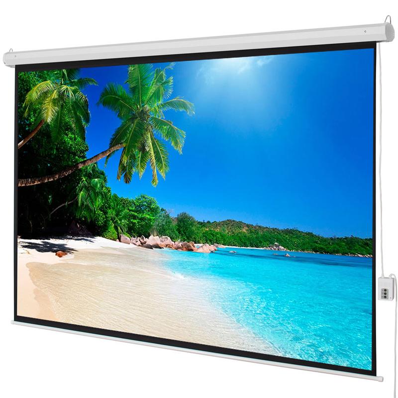 Motorized Projector Screen with Remote Control, HD Electric Movie Projector Screen 100 Inch 4:3/16:9, Foldable and Portable Anti-Crease Double Sided Video Projector Screen for Home Theater Party Office Classroom TV Usage (Matte White)