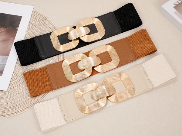 JASGOOD Women Wide Elastic Belts for Dress Fashion Stretchy Waist Belts for Ladies with Gold Buckle JASGOOD Women Wide Elastic Belts for Dress Fashion Stretchy Waist Belts for Ladies with Gold Buckle