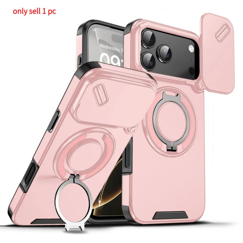 Rotating Flip Full Lens Protection Magnetic Stand Phone Case For iPhone 17 Pro Max 17Pro Air Dual Layer Protection Armor Cover