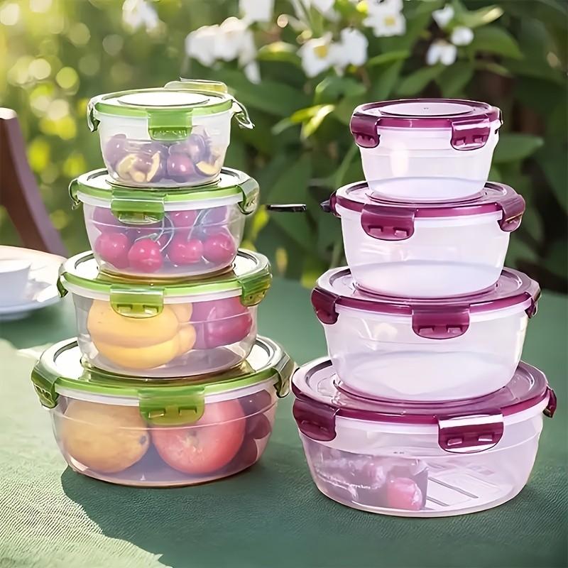 Food Storage Container with Lid, 4 Counts/set Leakproof Microwave-safe Stackable Kitchen Storage Container, Food Organizer Set for Fridge Airtight Food Storage