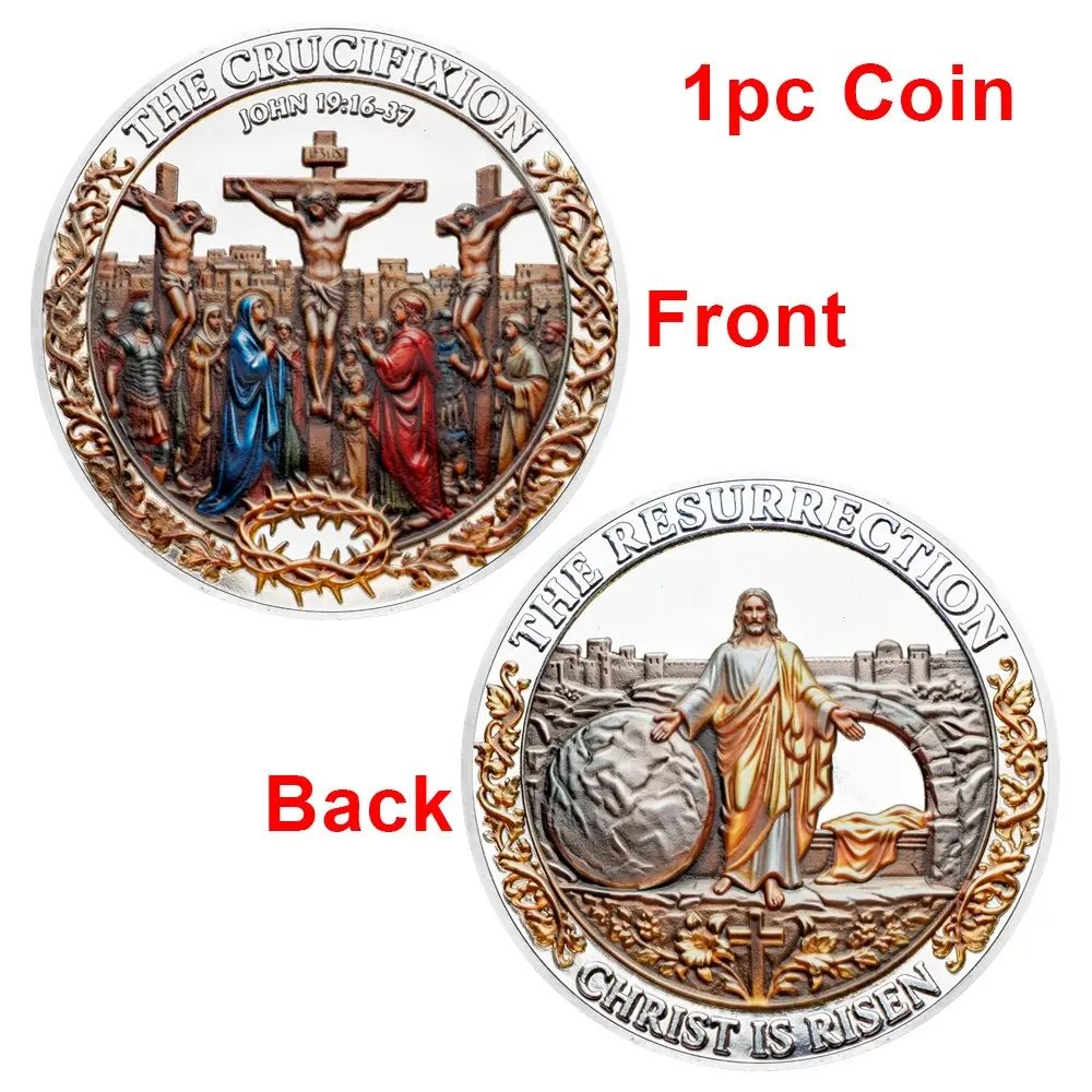 Jesus Crucifixion and Resurrection Coin, Christian Faith Collection Medal, Religious Gift, Festival Party Souvenir, Daily Occasion, Religious Collectibles