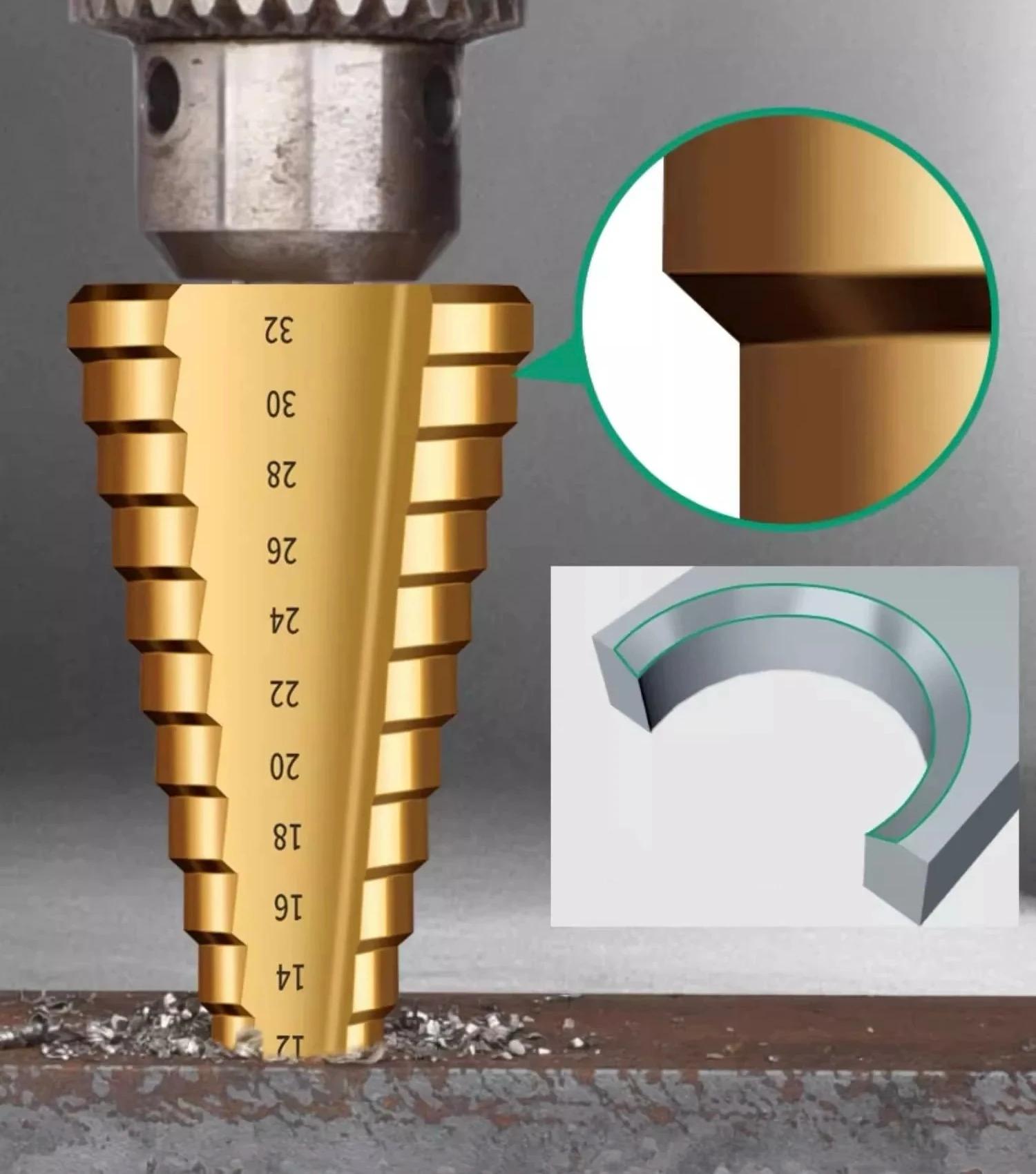 Pagoda Drill Bit Combination Triangular Handle Hss Step Drill Bits Set Woodworking Pull Drill Bit