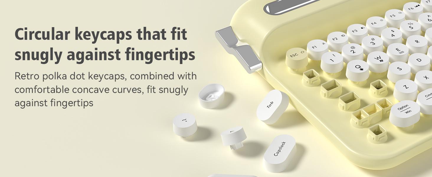 AF84 membrane keyboard wireless dual-mode 2.4G+Bluetooth AJAZZ office keyboard dual color circular keycap retro typewriter keyboard with grooves for placing mobile phones and tablets, high-value girl gift, self provided AAA battery * 2