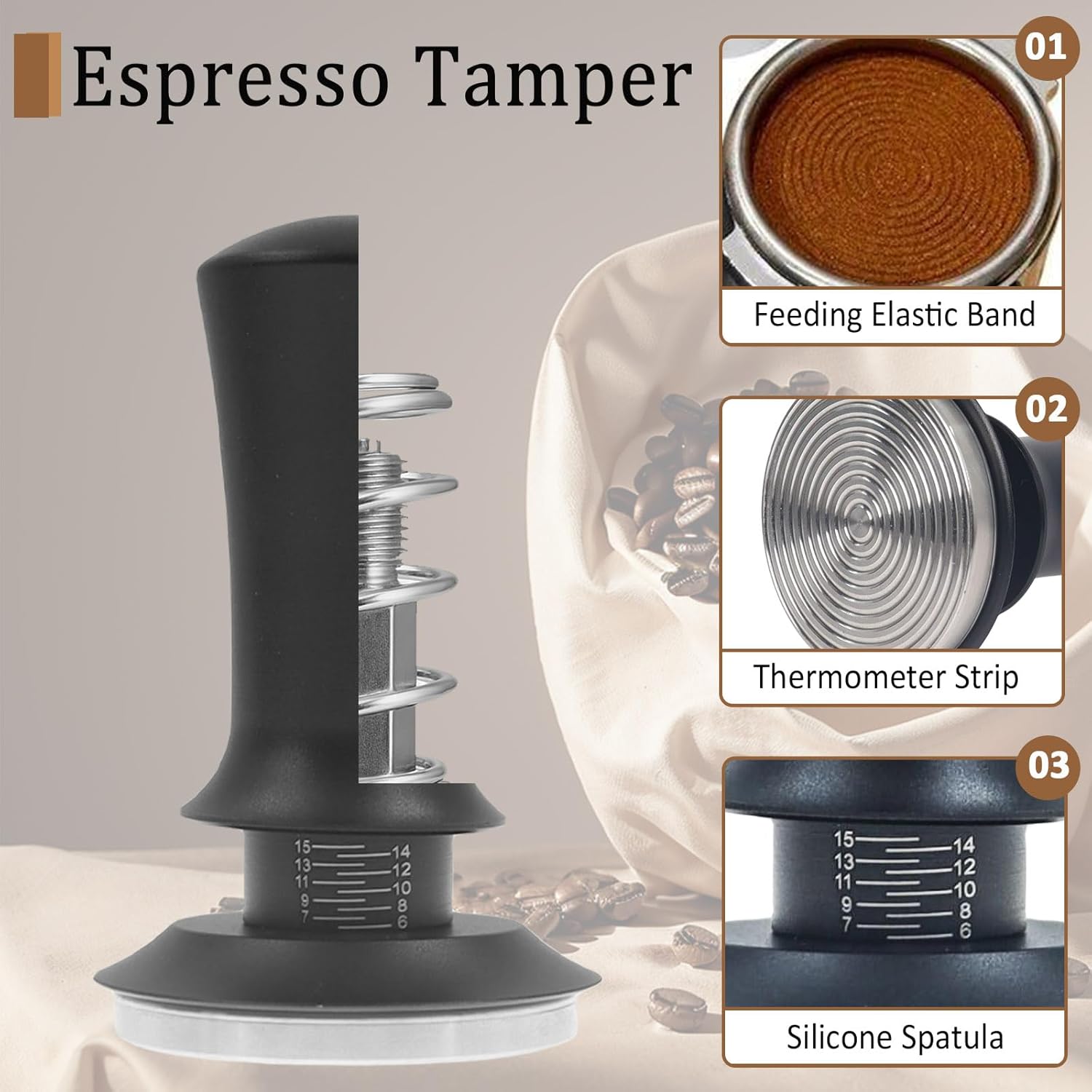 7pcs Espresso Accessories Set, Includes Tamper Tool & Wooden Tamping Station, Ideal for Espresso Lovers, Perfect Gift Idea
