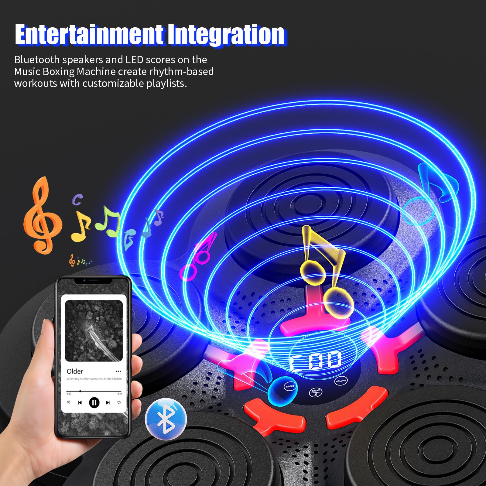 Music Punching Machine for Kids Adults,Bluetooth Wall Mounted Boxing Trainer with Gloves,Reaction Training Pad,Home Gym Sport Toys Gifts for Boys Girls Teens 3-12+