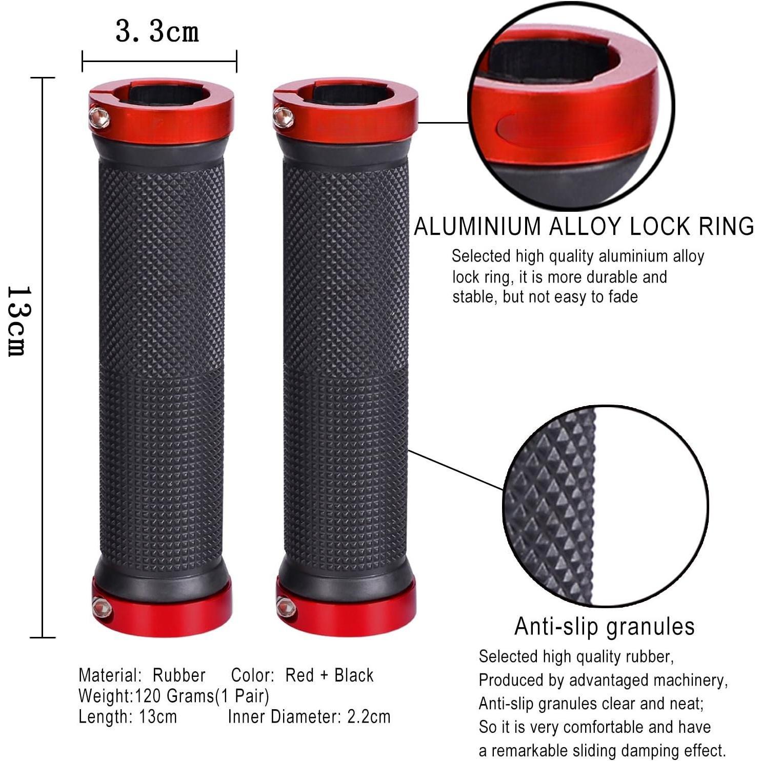 Double Lock  Handlebar Grips - Rubber Comfortable BMX Mountain  Grips