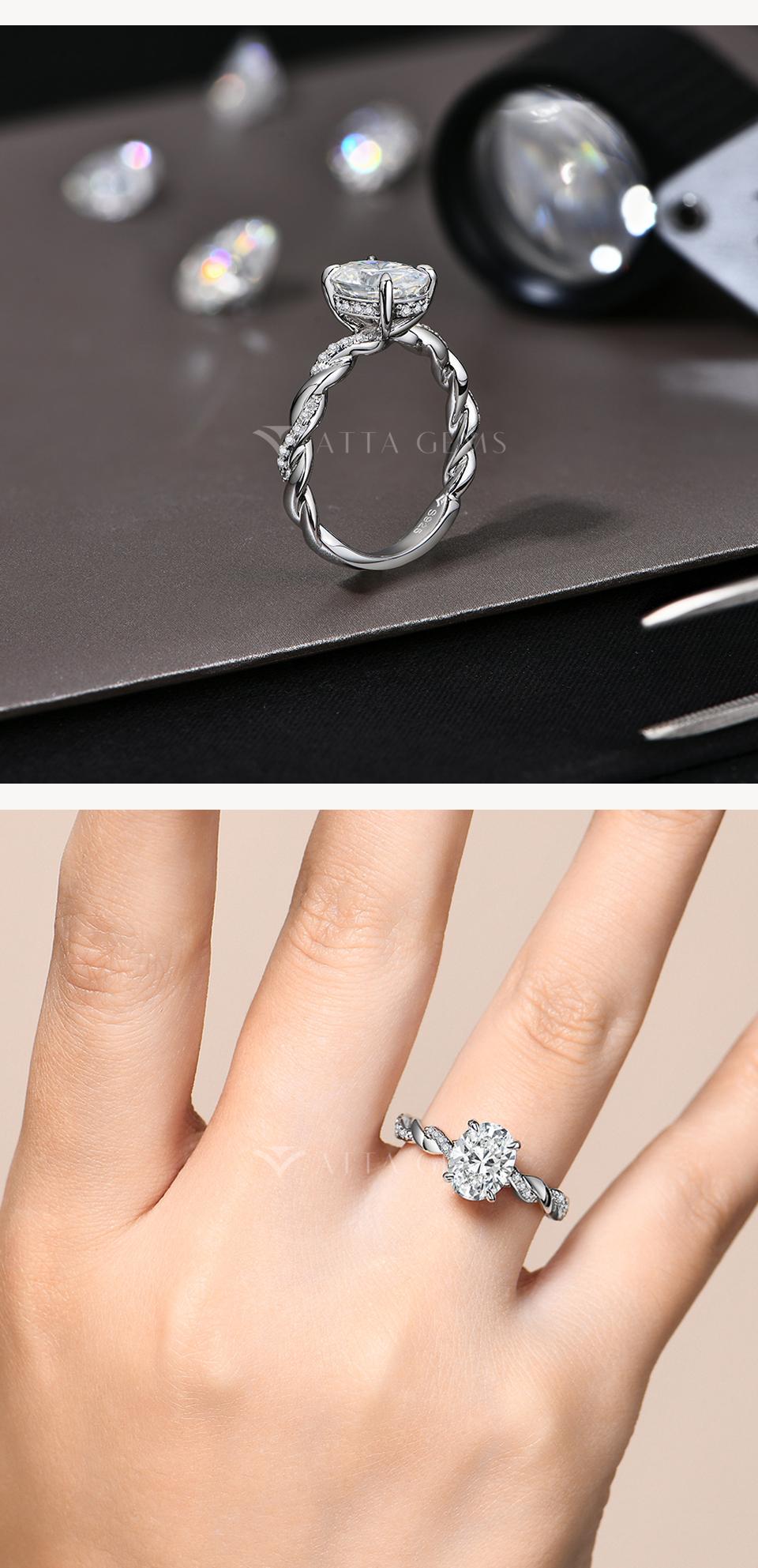 2CT Oval Shape Special Design D VVS1 Synthetic Moissanite Ring  for Women Birthday Gift Jewelry R206