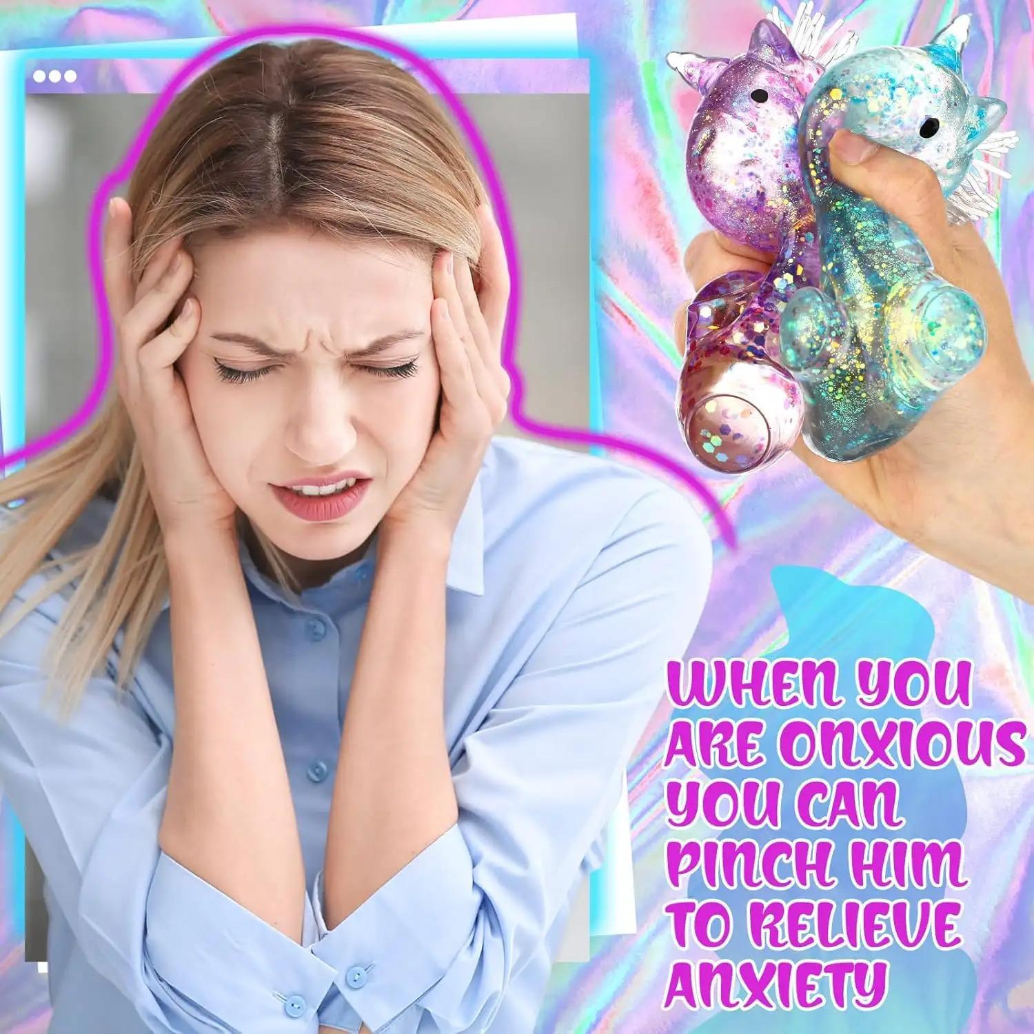 12 PCS Unicorn Maltose Fidget Toy Random Color, Sensory Stress Relief Soft Ball for Adults & Kids, Play Party Favor Prank Squeeze Toy, Anti-Anxiety Hand Pressure Reliever, Squishies, Cute, Children's Day Gift