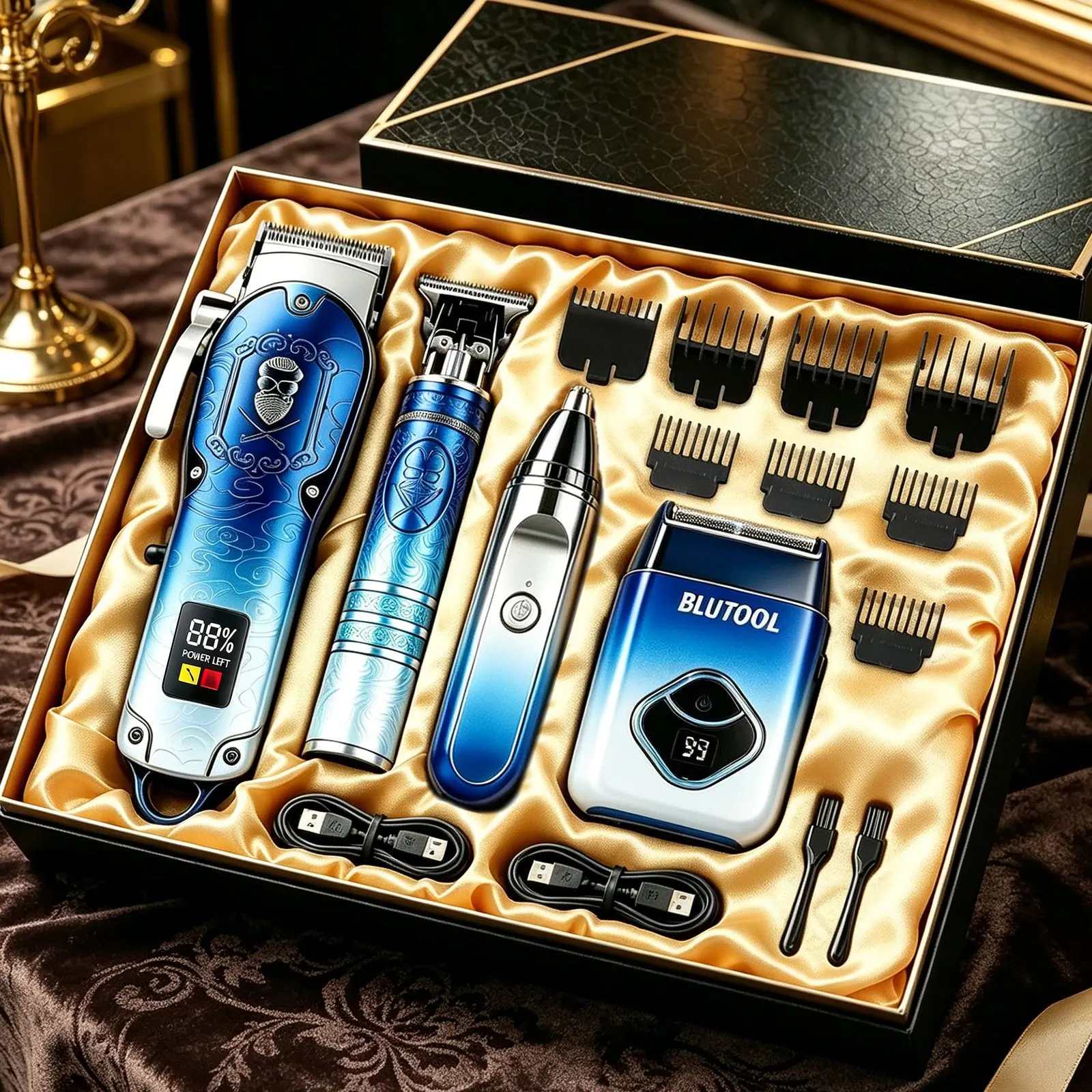 Men's Cordless Hair Clippers - All-in-1 Barber Grooming Kit with LED Display, Rechargeable Electric Trimmer & Shaver, Ideal Gift for Christmas, Valentine’s Day, Father’s Day barber equipment