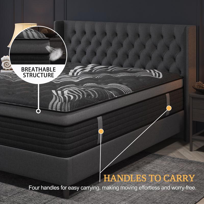 12 /14Inch Gel Memory Foam Mattress Twin Full Queen King Bed Hybrid Mattress  In A Box,Pocket Spring for Edge Support, Pressure Relief, Medium Firm motion isolation