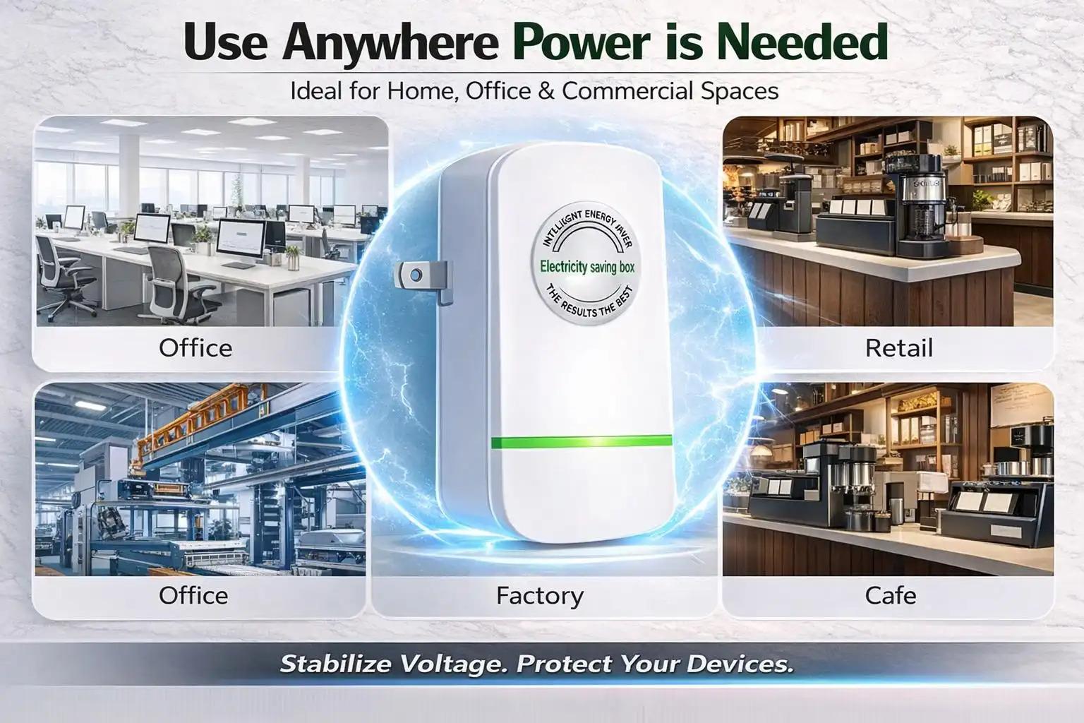 Plug-In Power Box with US Plug 2026 Updated Design, Compatible with 90-250V Input Range, Indoor Plug In