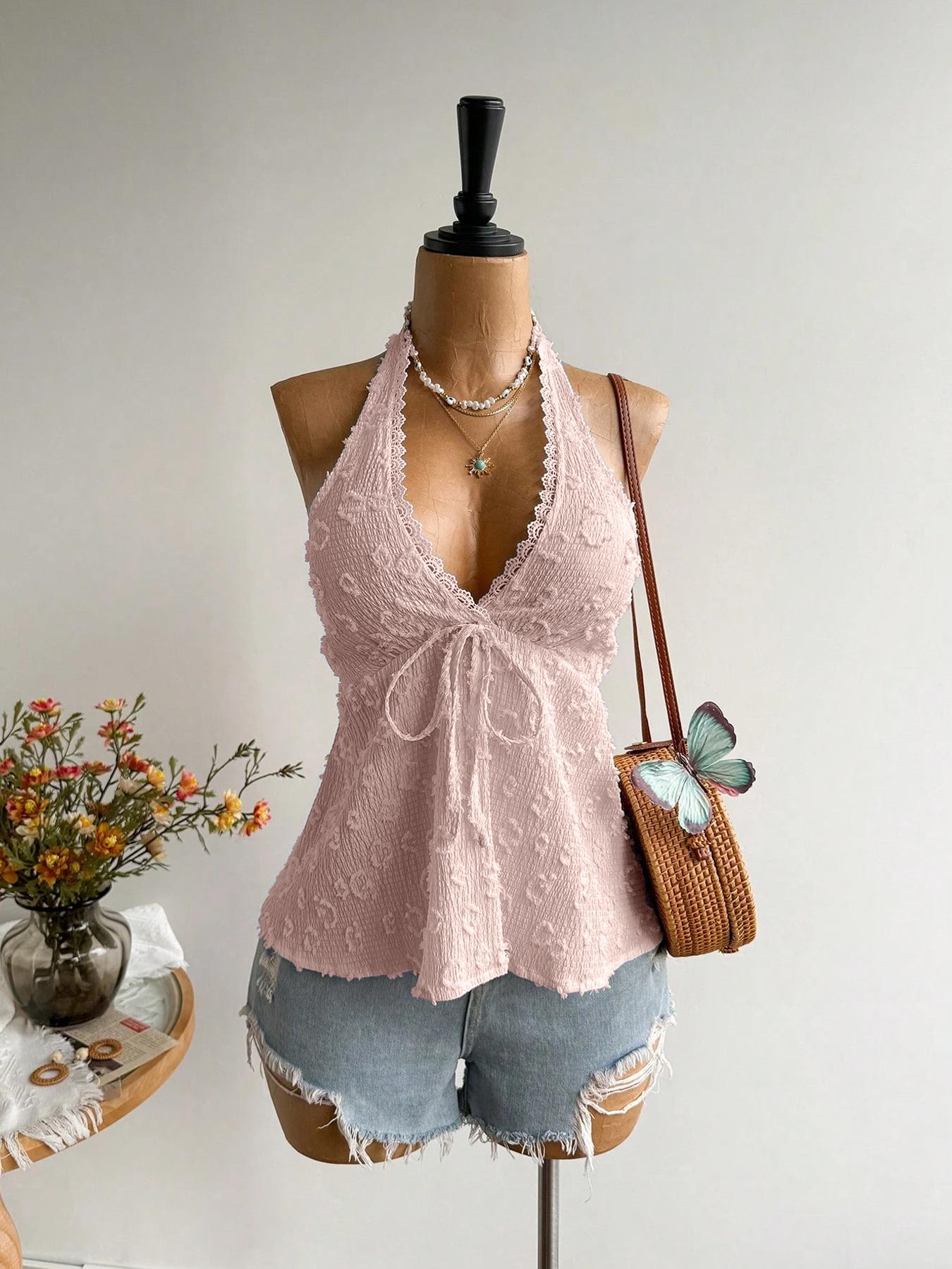 1 Piece Bohemian Style Fitted Backless Halter Top, Sleeveless, Lightweight, Aesthetic, Elegance, Perfect for Parties, Beach Trips, Music Festivals and Tropical Vacations 1 Piece Bohemian Style Fitted Backless Halter Top, Sleeveless, Lightweight, Aesthetic, Elegance, Perfect for Parties, Beach Trips, Music Festivals and Tropical Vacations