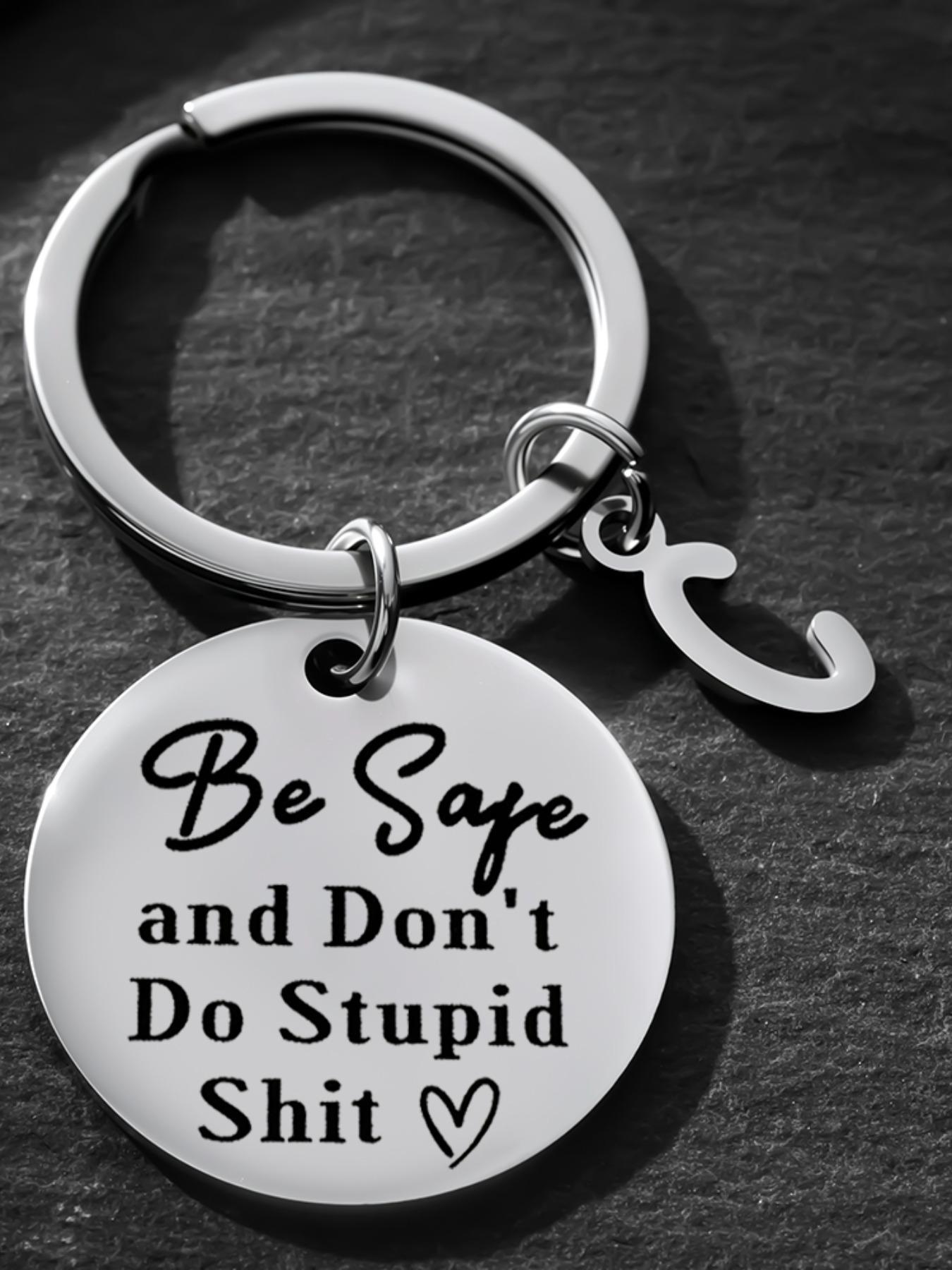 Funny Safety Keychain, Personalized Initial a Keyring, Humorous Gift for Men Women, Perfect for Birthdays, Christmas, Graduations