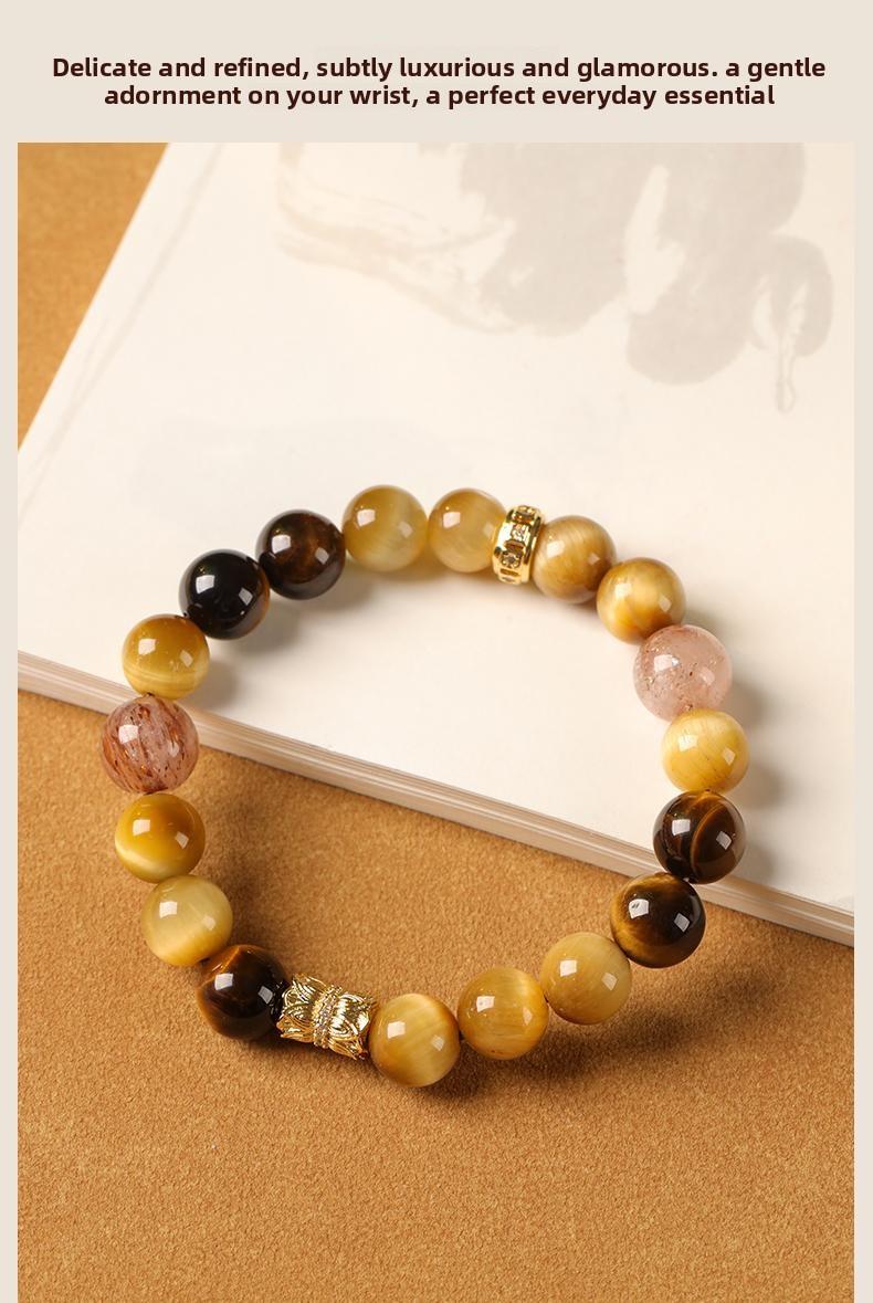 [Fortune Star Gathering] crystal bracelet, golden tiger eye tiger eye super seven, unisex, daily wear gift, natural stone gold accents, wealth prosperity good luck symbol