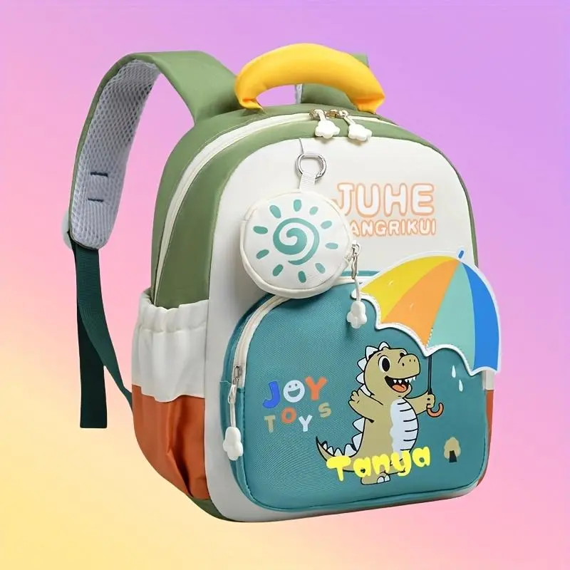 ized School Backpack with Name/Text Customization - Dinosaur & Umbrella Patterns, Lightweight Bookbag with Headphone Pocket, Adjustable Straps & Zipper Closure for &, Back to School Gift