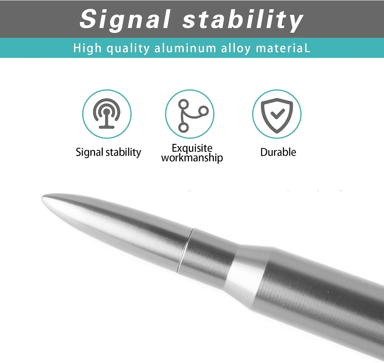 1Pc Silver 50 Cal Bullet Antenna Replacement, Heavy Duty Car Truck Antenna Topper, Compatible with Chevy Silverado 1500 2500 3500 HD & GMC Sierra 1500 2500 3500 Pickup Exterior Accessories