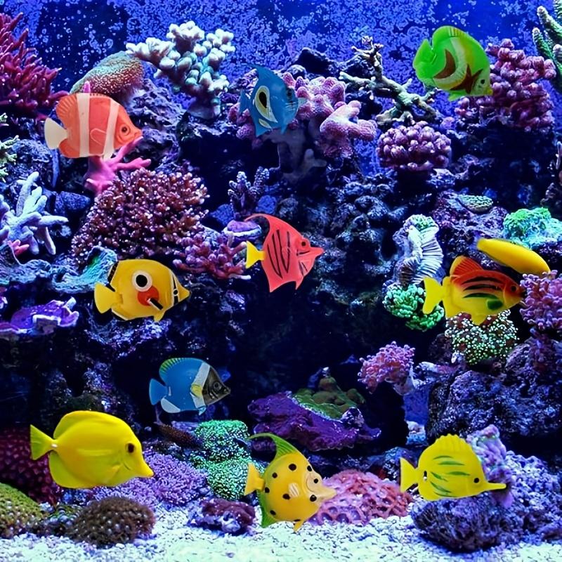 Random Color & Styles Artificial Fish Tank Decoration, 6 Counts Simulation Floating Fish, Aquarium Landscape Decorations, Aquarium Building Set