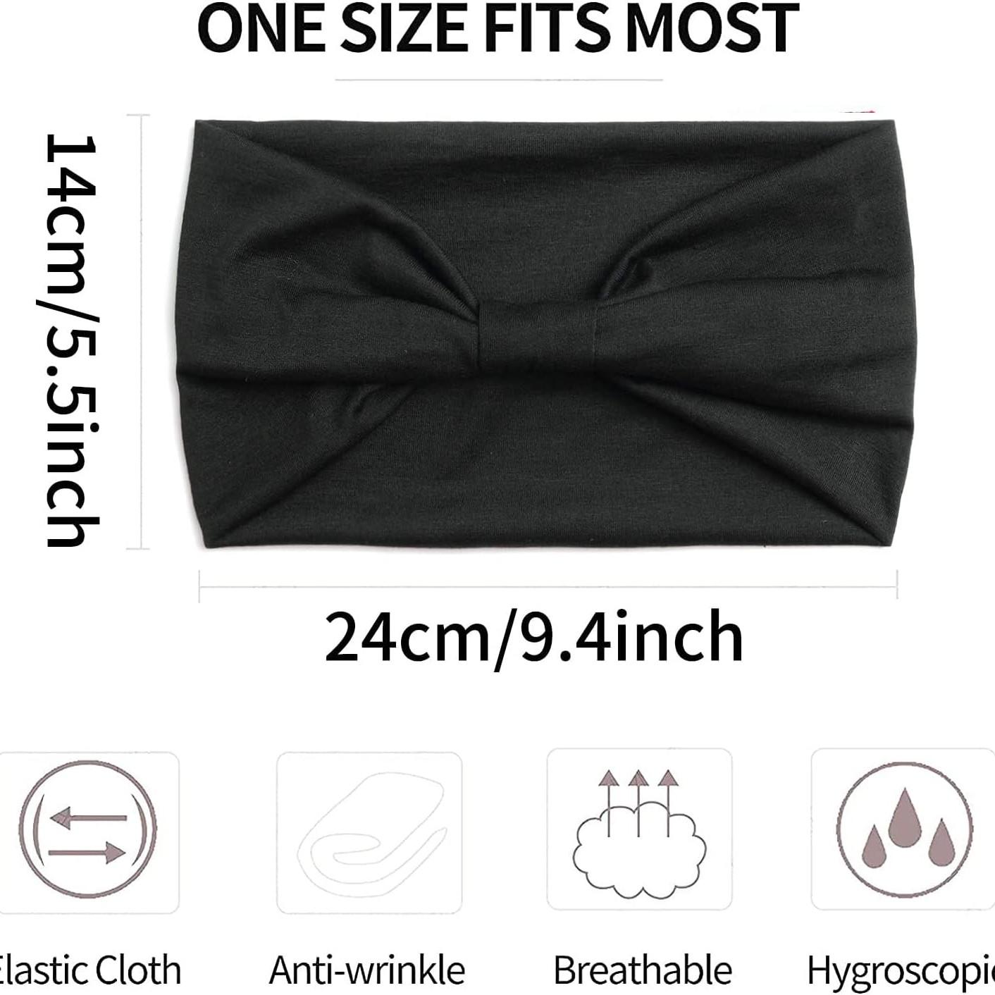 Women's Wide Sweatband Set, Sweat Wicking Workout Headband, 3-Piece Plain Sports Yoga Headbands, Elastic Twist Design, UV Protective, All Seasons Use