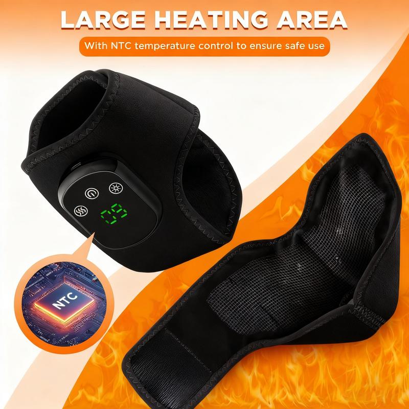 Cordless Ankle Massager with Heating Vibration, USB Rechargeable Heated Wrap, 5 Heat Levels, 3 Vibration Modes, Left & Right Foot Use, Relaxation Aid, Chrismas Gift