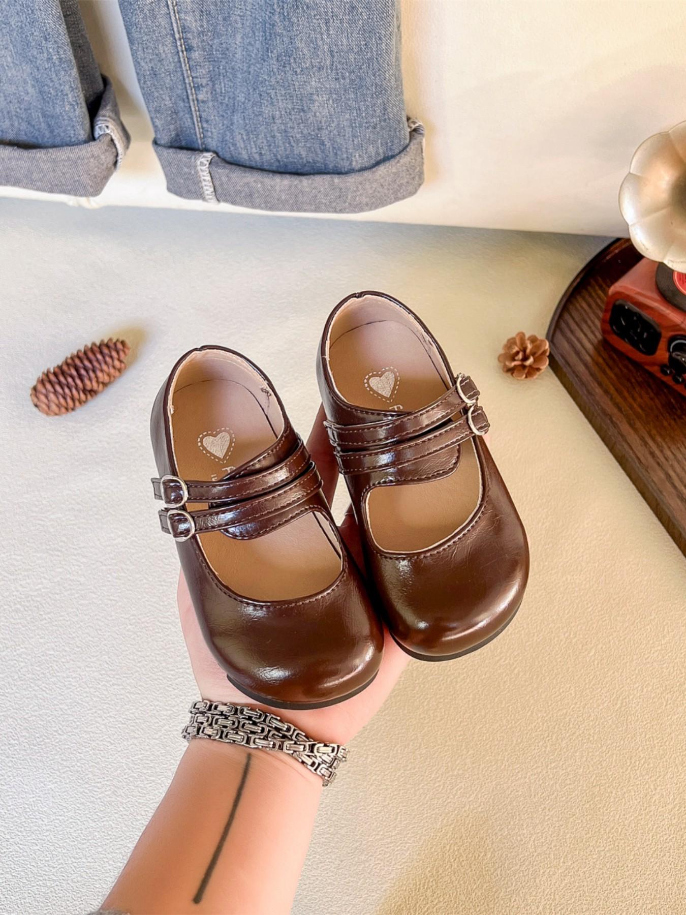 Girls' Mary Jane Leather Shoes Spring & Fall 2026 New Princess Style Ballet Flats Square Toe Versatile Small Leather Shoes