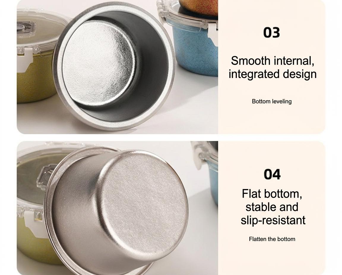 Food Grade Titanium Lunch Box, Round Meal Container with Lid, Leak-Proof Small Capacity, Home Refrigerator Storage, Kitchen Organizer