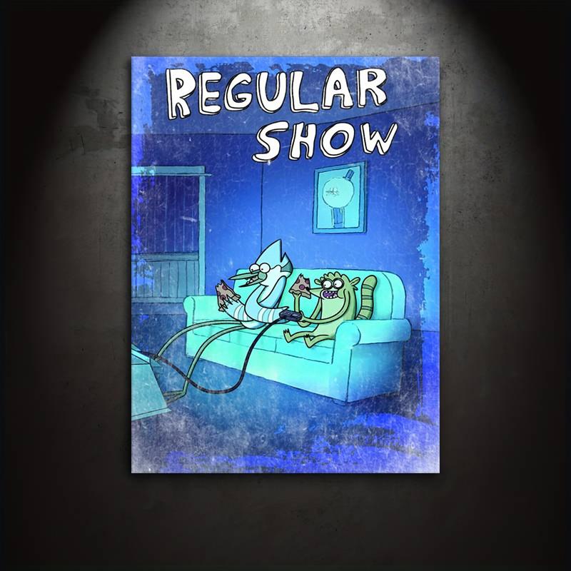 1 piece/set frameless canvas painting print poster, Game Poster art, Regular Show Mordecai and Rigby Gaming, Home wall decor, a perfect gift for Video games loves, ideal gift for bedroom, living room, wall decoration, room decor, Pictures wall decor
