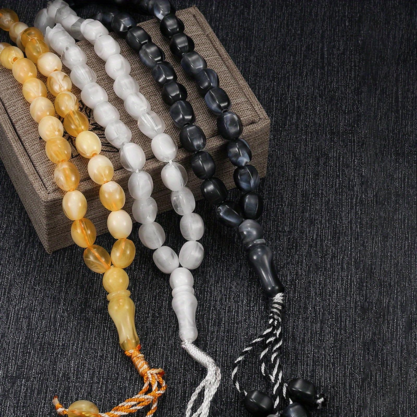 33 Black Angular Acrylic Bead Beads, Hand Knotted Islamic Prayer Beads, Bracelet, Stackable for Wearing, Ramadan, Prayer Accessories and Accessories