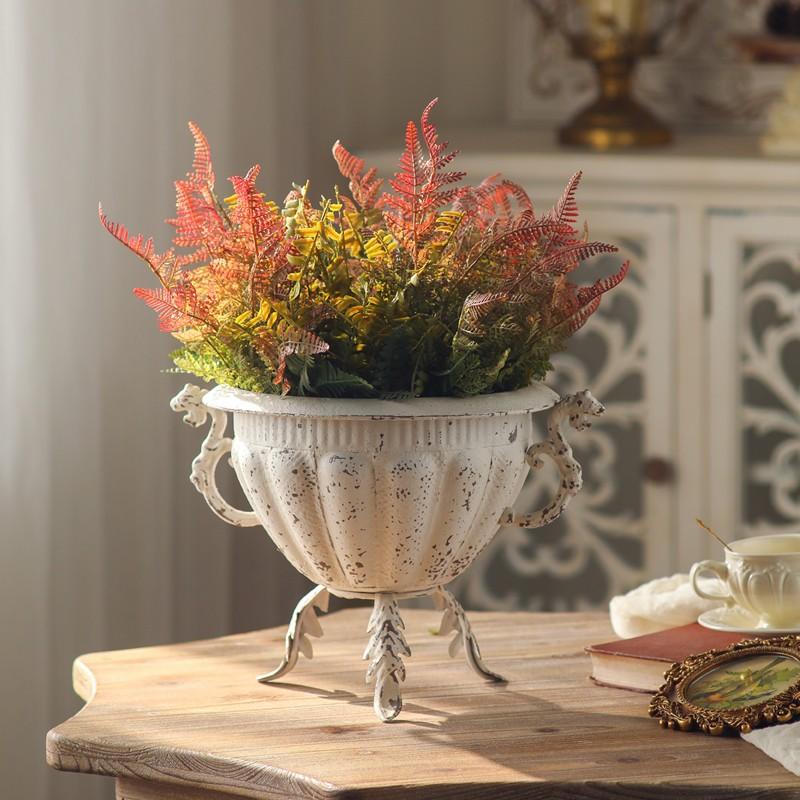 Vintage Distressed Ironwork Floral Display Frame, American Country Style, Villa Courtyard Decoration, Craftwork & Photography Props