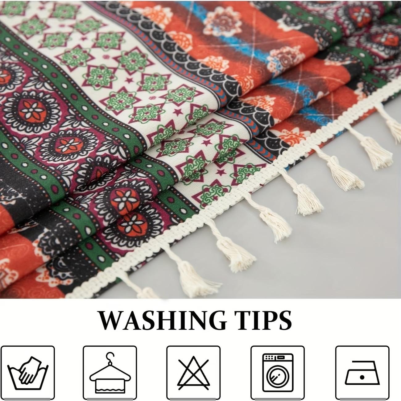 1pc Boho Style Table Runner with Fringe Print, Easy to Clean, Perfect for Living Room Home Decor, Ideal for Dining Tables