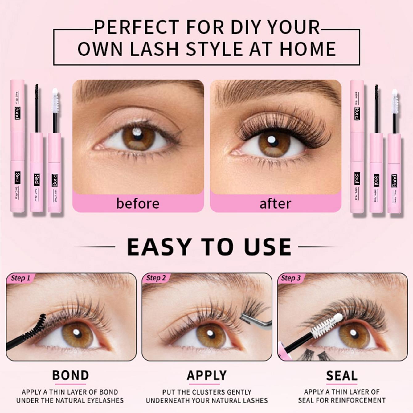 200pcs Eyelash cluster Set, DIY Eyelash Extension Kit, Soft, Natural and Convenient, Include 30D Eyelash Clusters, Bond and Tweezers, Suitable for Beginners to Use at Home for Makeup, Valentine's Day Gift, Lightweight