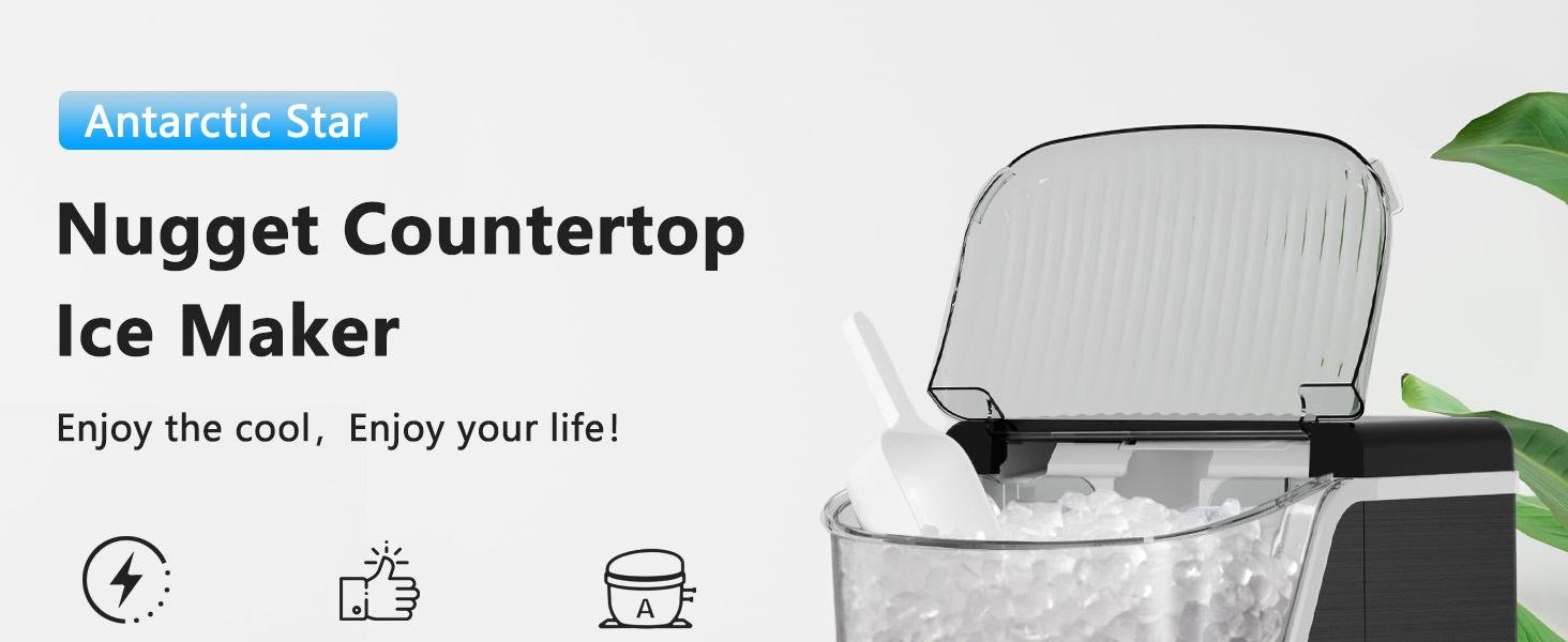 Antarctic Star Nugget Countertop Ice Maker with Soft Chewable Pellet Ice, Pebble Portable Ice Machine, 34Lbs/Day, Self-Cleaning, Sonic Ice Maker, One Button Operation, for Kitchen,Office Stainless Steel Black Antarctic Star Nugget Countertop Ice Maker with Soft Chewable Pellet Ice, Pebble Portable Ice Machine, 34Lbs/Day, Self-Cleaning, Sonic Ice Maker, One Button Operation, for Kitchen,Office Stainless Steel Black