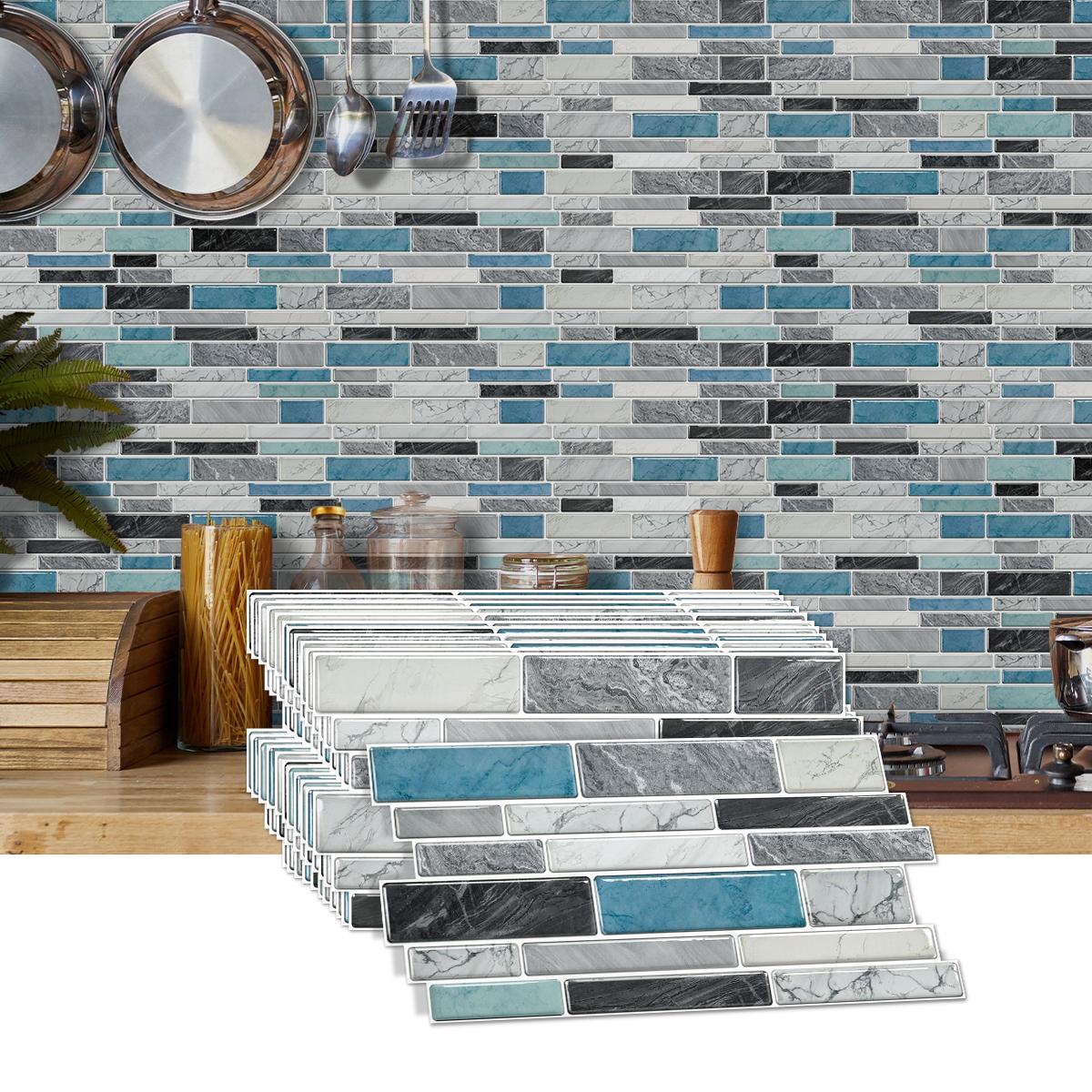 Simulation Marble Splicing Models Tile Wall Stickers, Self-Adhesive Waterproof Wallpaper, Bathroom & Kitchen Wall Decoration