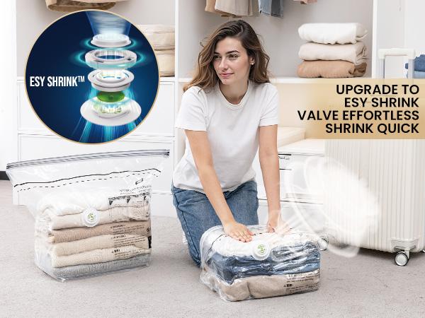 TAILI Pump-Free Travel Vacuum Storage Bags 4 Pack, Cube Medium Size (25x19x11 inch), Reusable Space Saver Compression Bags for Travel Suitcases and Luggage Organiser