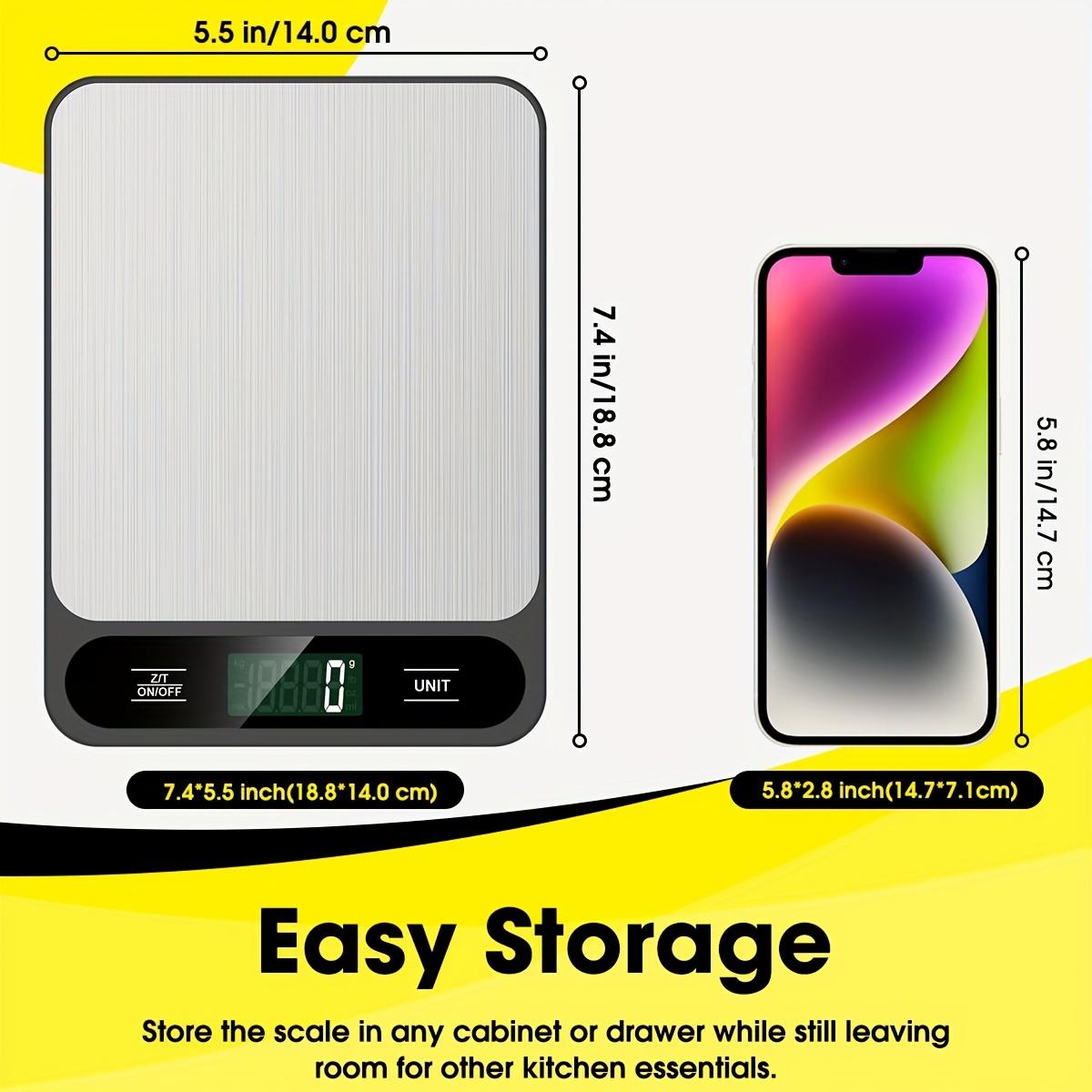 1pc, Food Scale Black, 22lb/10kg Digital Kitchen Scale Grams And Oz For Baking Cooking And Weight Loss, 1g/0.04oz Precise Graduation, Easy Clean Stainless Steel, Kitchen Gadgets, Kitchen Supplies, Kitchen Tools, Kitchen Stuff, Kitchen Accessories