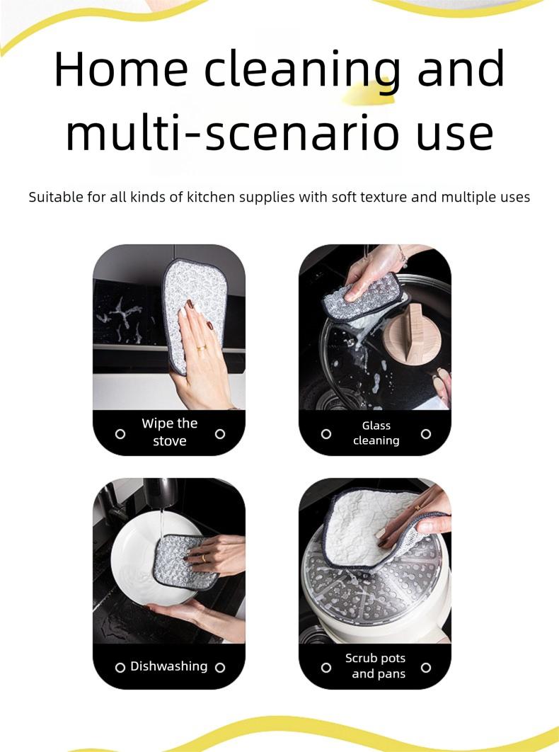 PSOS Multipack Multipurpose Non-Scratch Wire Dishcloths 5Pcs Silver 2-Layer Reusable Dishwashing Rags for Wet & Dry Use Sinks Pans Dishes Fathersdaygift Set