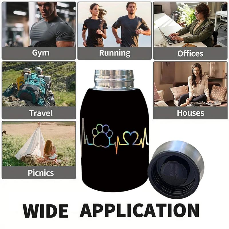 1pc 10.5oz Stainless Steel Tumbler - Leak-Proof, Insulated, Reusable, Hand Wash Only, Functional & Fashionable, Dual Advantage, Rainbow Paw Heartbeat Design, Perfect Holiday Gift Item, Durable Drinkware