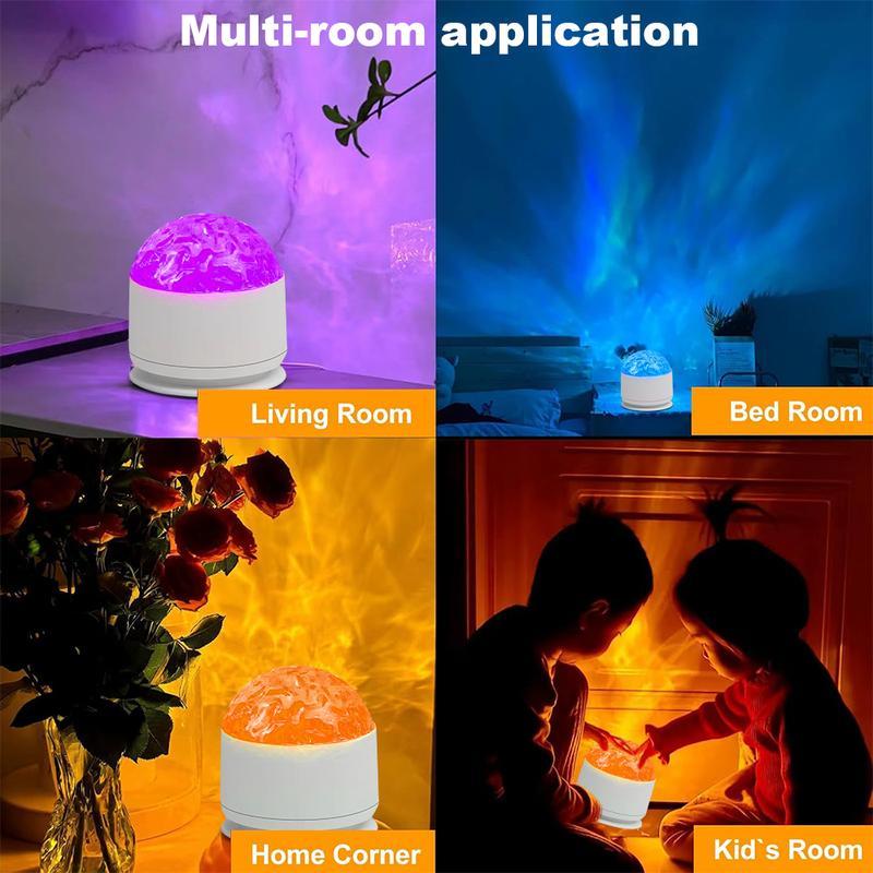 HIRO 16 Color change along with the rhythm of the music，2 Scene - Ocean Wave & 3D Water Ripple Projector Light，Star Projector with Remote Control for Bedroom Decoration, Party,Star Night Light Romantic Mood Lighting Effects Christmas gift Rgb Colorful Led