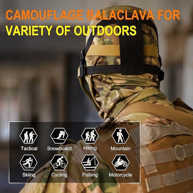 5PCS Camouflage Balaclava Face Mask UV Protection Men Women Sun Hood Tactical Motorcycle Fishing Hiking Cycling Neck Gaiter Face Clothing Neck Mask Scarf Breathable Bandana Warm For Winter Gaiter for Windproof Sports Protective Gear