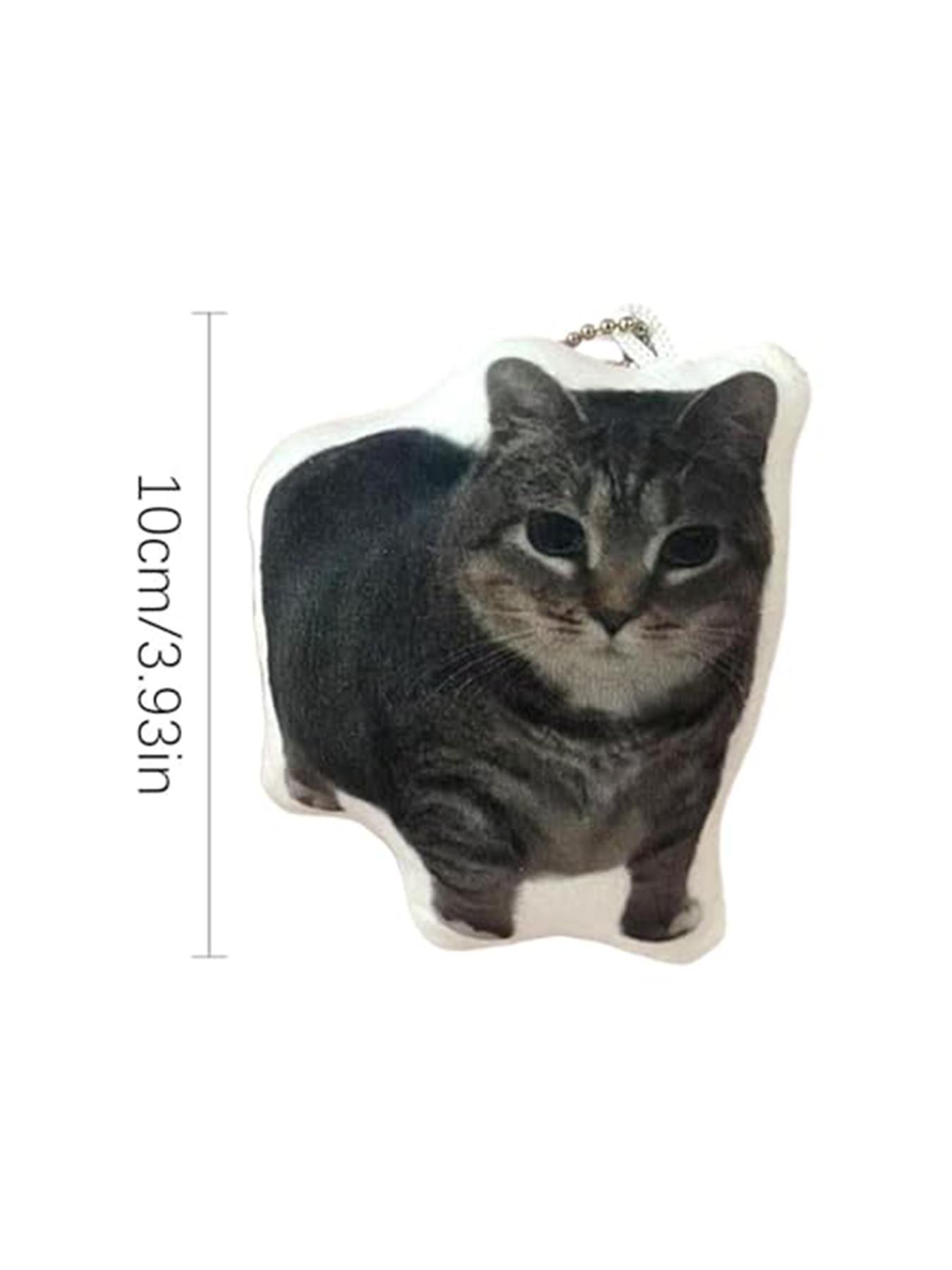 Oiiai Cat Plush Key Chain, Funny Rotating Cat Keychain with Voice, Cute Stuffed Cat Meme Pendant, Ideal for Kids and Adults
