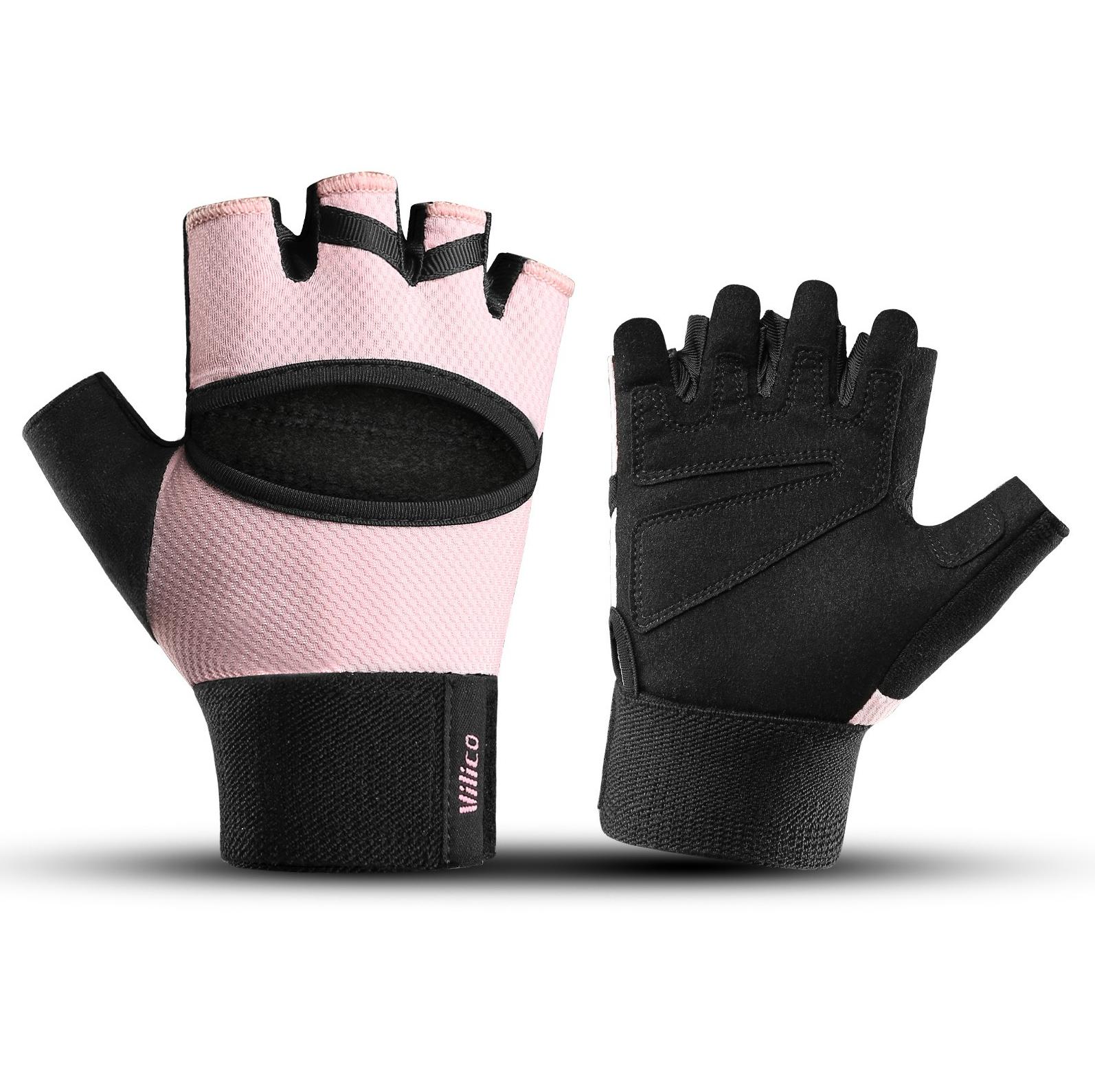 Half-Finger Breathable Cycling Gloves for Men & Women, Padded Bike Gloves with Wrist Wraps Support & Adjustable Straps, Full Palm Protection for Road & Mountain Biking