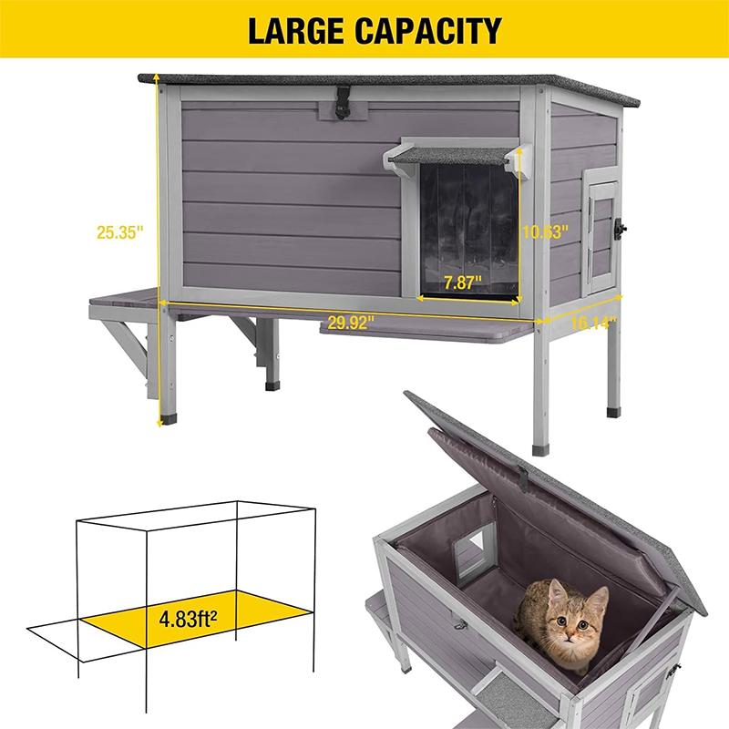 【Holidayhaul】Aivituvin-AIR91-IN-HP Wooden Heated Cat House with Adjustable Temperature Pad | Waterproof Roof| Outdoor Cat Shelter| Insulation