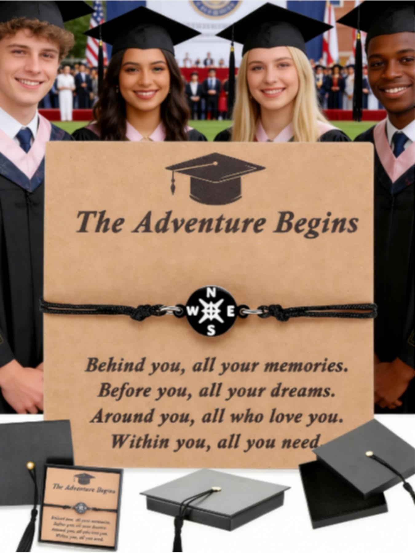 Graduation Gifts for Her Him Kindergarten Class of 2026 Cool High School College Graduation Gift 5th 8th Grade Teen Girl Boy Bracelet Women Jewelry Cards Middle School Nurse Senior Daughter Student Adjustable Cuffs