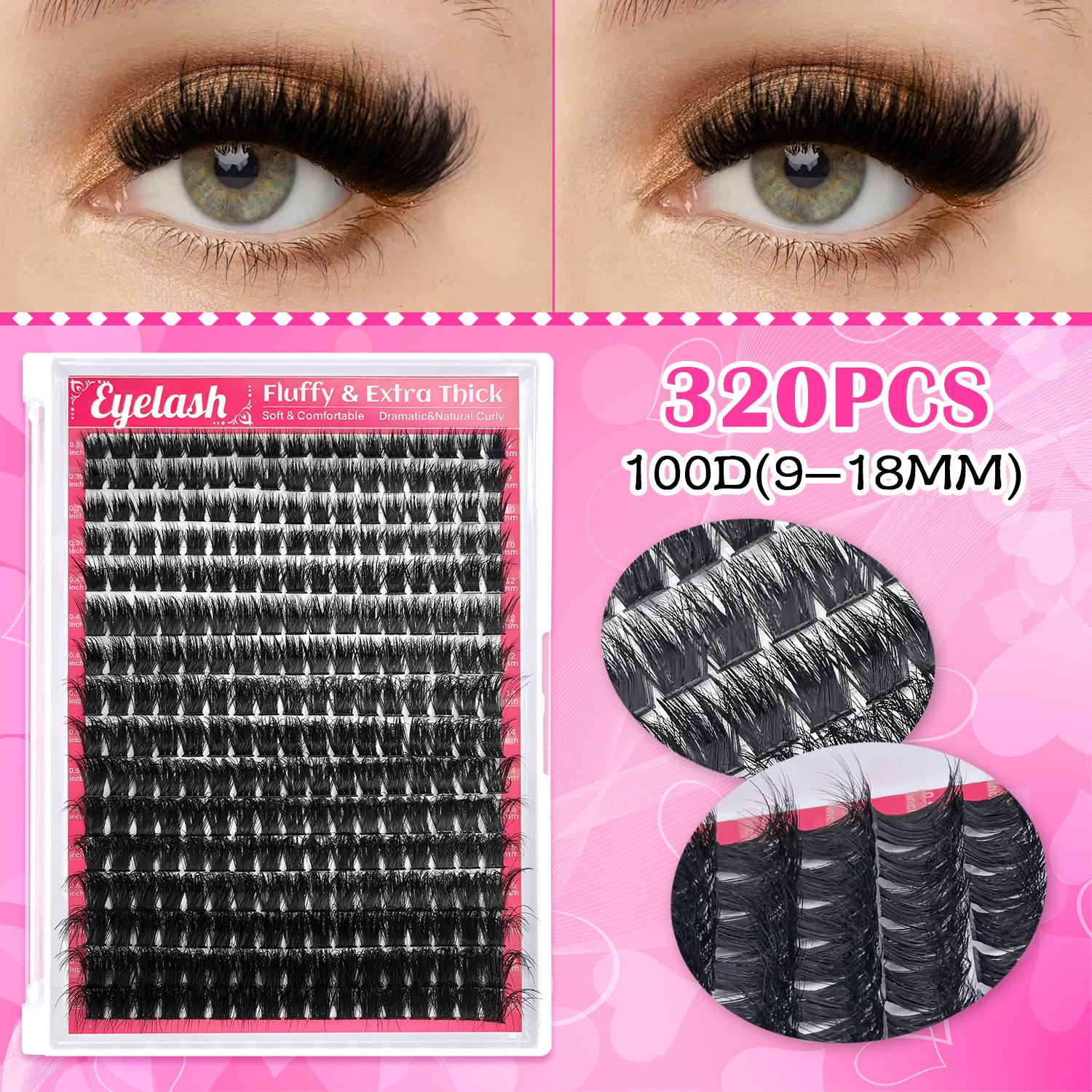 DIY Lash Clusters, DIY False Eyelashes, Waterproof Long-Lasting Fluffy and Weightless, Eyelash Extensions with Ultra-Thin Band Bond & Seal & Remover, Makeup Beginner Friendly, Self Grafting Curling Fake Eyelashes for Women
