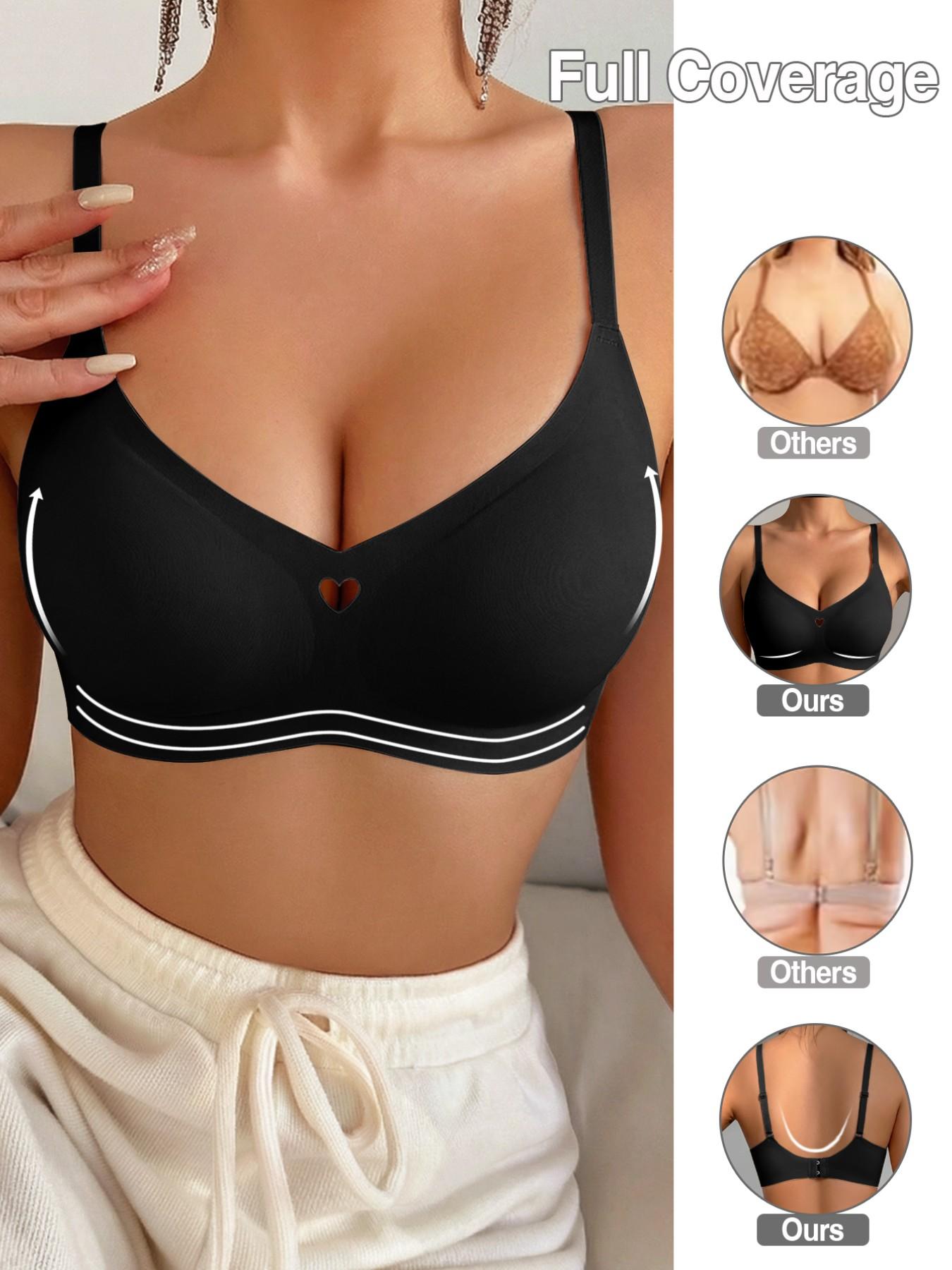 Women's Seamless Jelly Bra, Push-Up V-Neck Wireless Lingerie, Max Support, All Seasons, Casual Style, 1/2/4 Pieces Set