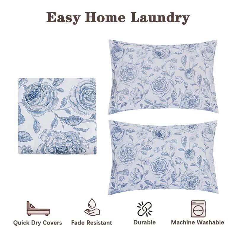 Rose Pattern Duvet Cover 3-Piece Set, Elegant and Romantic, Includes 1 Duvet Cover and 2 Pillowcases (Without Filling), Ideal for Modern Bedroom Decor.