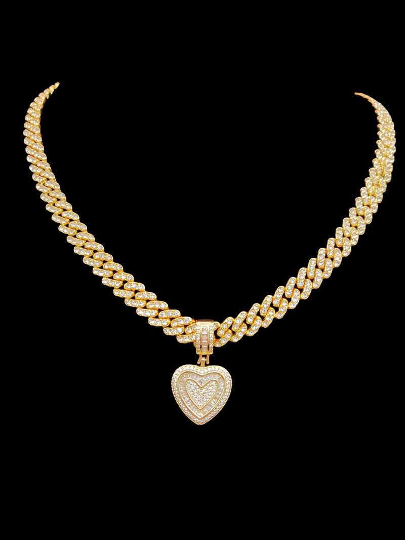 1Piece Women Hiphop Love Heart Shape Pendant Necklace Fashion Vintage Hip Hop Necklace Is Perfect For Party Or Everyday Lovers' Gifts Jewel Necklace